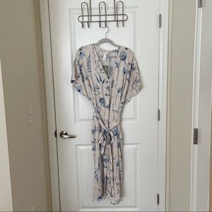 H&M blue floral tie dress